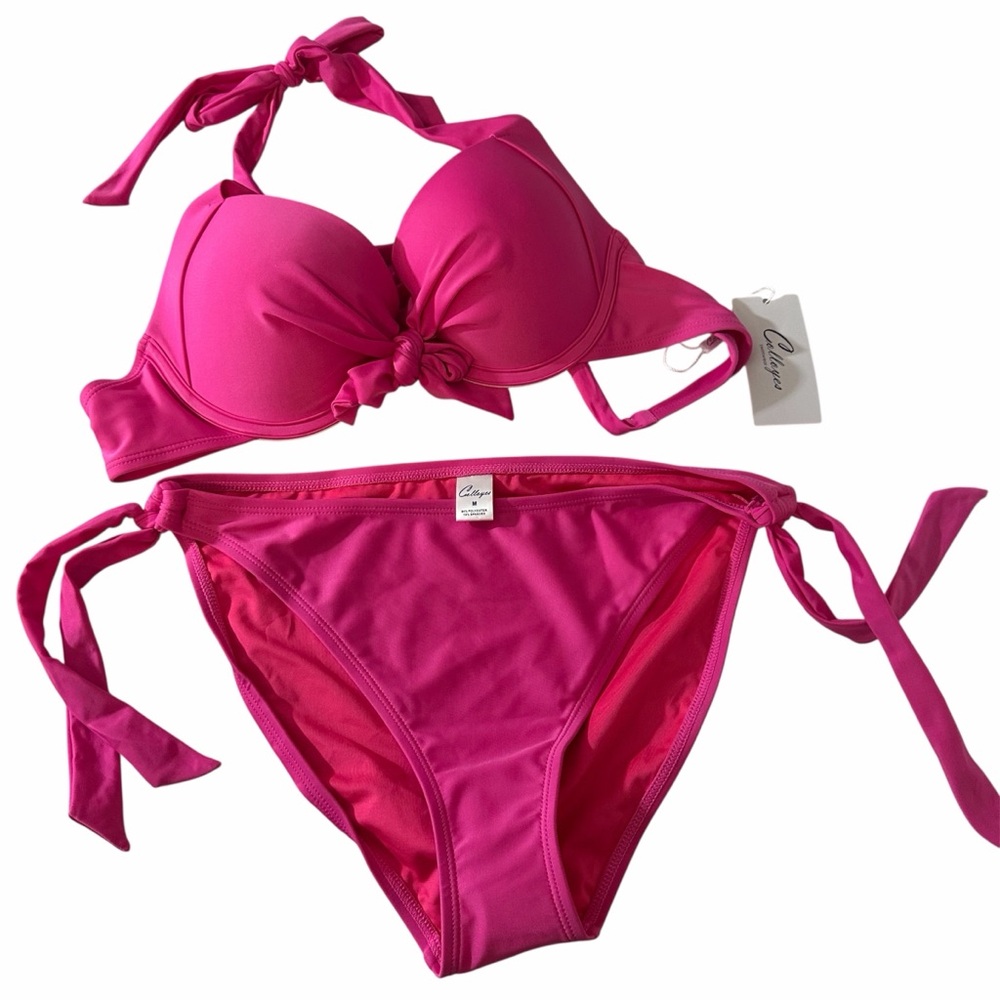 Colloyes Neon Rose Bikini Swimsuit Set M